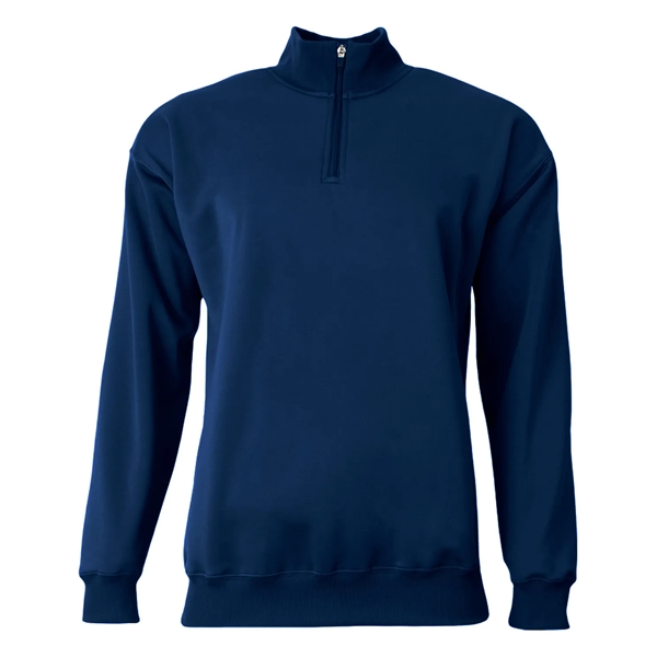 Adult fleece quarter-zip with a double-needle cover-stitch hem and ribbed waist... from ASI 34063 alphabroder