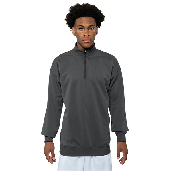Adult fleece quarter-zip with a double-needle cover-stitch hem and ribbed waist... from ASI 34063 alphabroder