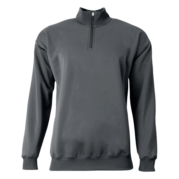 Adult fleece quarter-zip with a double-needle cover-stitch hem and ribbed waist... from ASI 34063 alphabroder