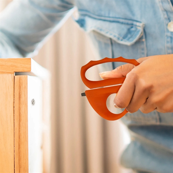 Utility scissors that has multiple uses with an orange plastic handle... from ASI 54040 Fey Promo