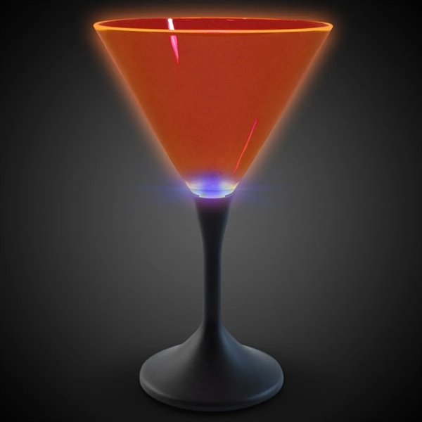 10 ounce orange plastic martini glass with light up blue LED... from ASI 42016 Brighter Promotions Inc