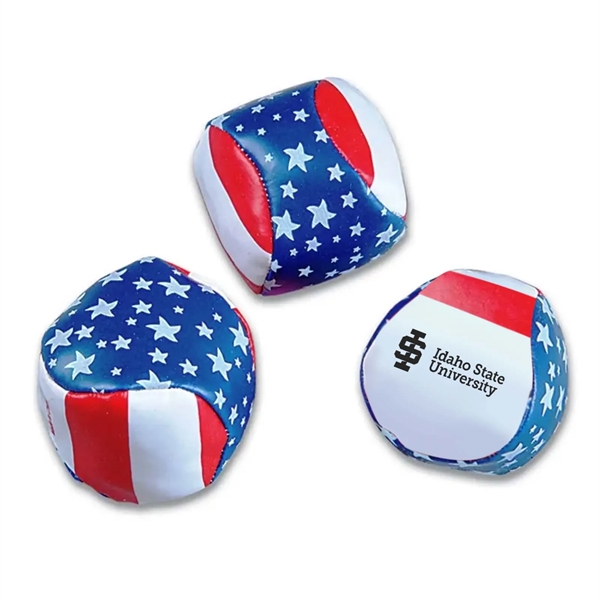 2" two-tone hacky sack, with star and stripe accents.... from ASI 63549 Jornik Manufacturing Corp / Jornik