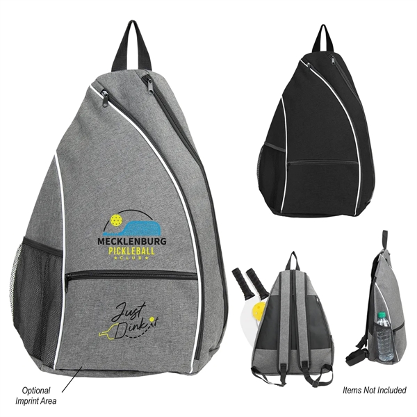 Pickleball backpack with a two-tone design, adjustable shoulder straps, two pockets,... from ASI 61125 Hit Promotional Products / Hit®
