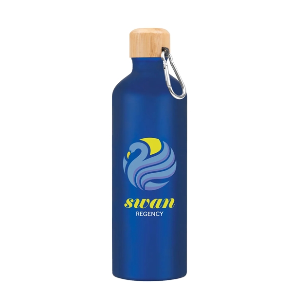 Aluminum 25 ounce bike bottle with screw-on bamboo lid and metal... from ASI 61125 Hit Promotional Products / Hit®