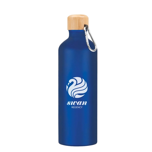 Aluminum 25 ounce bike bottle with screw-on bamboo lid and metal... from ASI 61125 Hit Promotional Products / Hit®