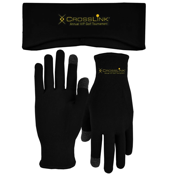 Lightweight fleece earband and lightweight performance runners text gloves combo... from ASI 90160 Suntex Industries