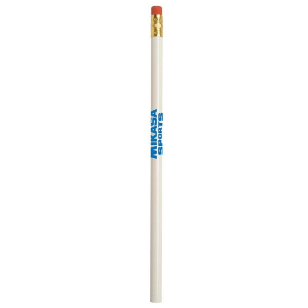 Round #2 wood pencil with eraser and gold ferrule.... from ASI 52840 Evans Manufacturing / Jo-Bee