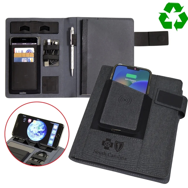 RPET Polycanvas Junior Folio The built-in 5000mAh wireless charging system, provides... from ASI 79384 Preferred Nation Inc