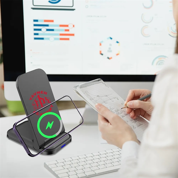The "Peoria 15W Foldable Wireless Charger Stand" is a versatile, portable... from ASI 90154 Sunjoy Group Inc