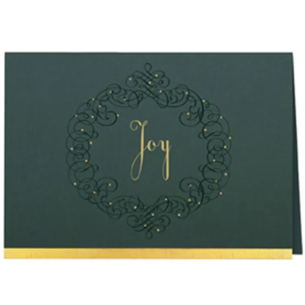 5"x7" Joy holiday greeting card w/1 color foil stamp, stock sentiment... from ASI 95280 Warwick Publishing Co / Warwick