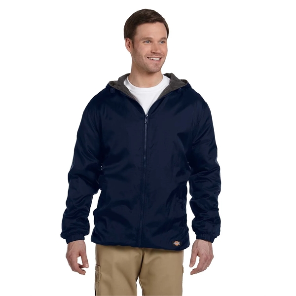 Dickies men's fleece-lined hooded nylon jacket with full zip and hand-warmer... from ASI 34063 alphabroder
