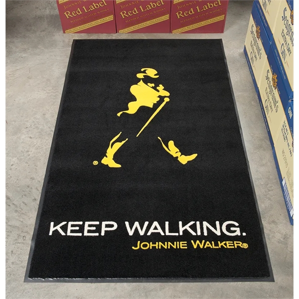 Indoor/covered outdoor floor mat featuring eco-friendly carpet and crisp, flocked imprint.... from ASI 35750 PromoMatting by Americo