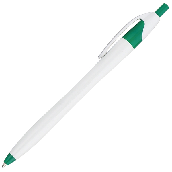 White barrel European design ballpoint with colored accents and shiny finish.... from ASI 57956 Graphco line