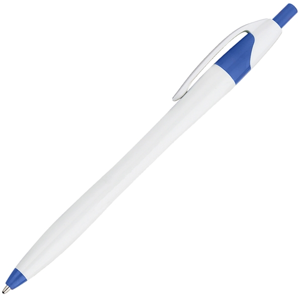 White barrel European design ballpoint with colored accents and shiny finish.... from ASI 57956 Graphco line
