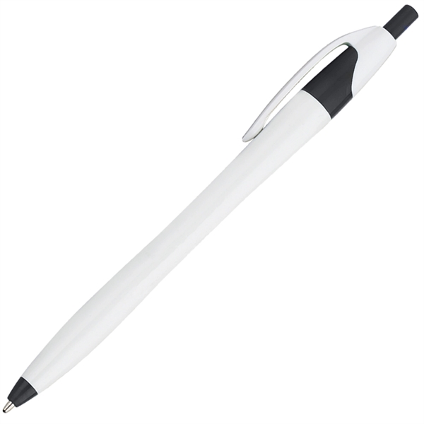 White barrel European design ballpoint with colored accents and shiny finish.... from ASI 57956 Graphco line