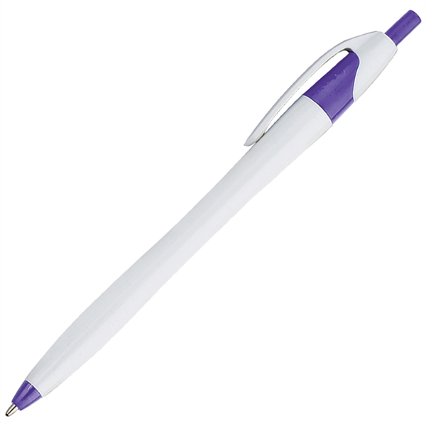 White barrel European design ballpoint with colored accents and shiny finish.... from ASI 57956 Graphco line