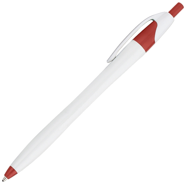 White barrel European design ballpoint with colored accents and shiny finish.... from ASI 57956 Graphco line
