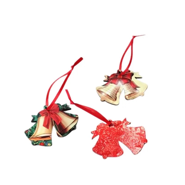 Two-bell MDF christmas ornament, plus full color imprint on both sides... from ASI 37218 Athena Promo (tm)