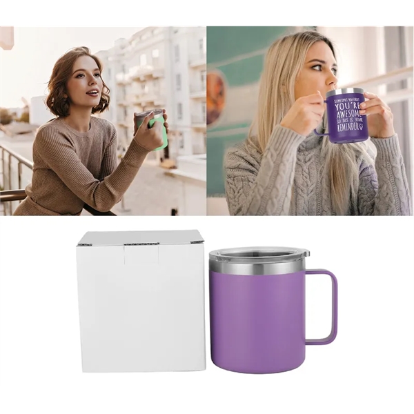 Stainless steel camping mug, 12 oz. plus 1 color silkscreen imprint... from ASI 37218 Athena Promo (tm)