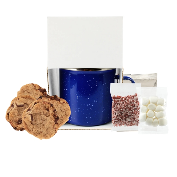 16 oz speckled camping mug with gourmet chocolate chip cookies, hot... from ASI 71685 Midnite Snax® / Promo Revolution