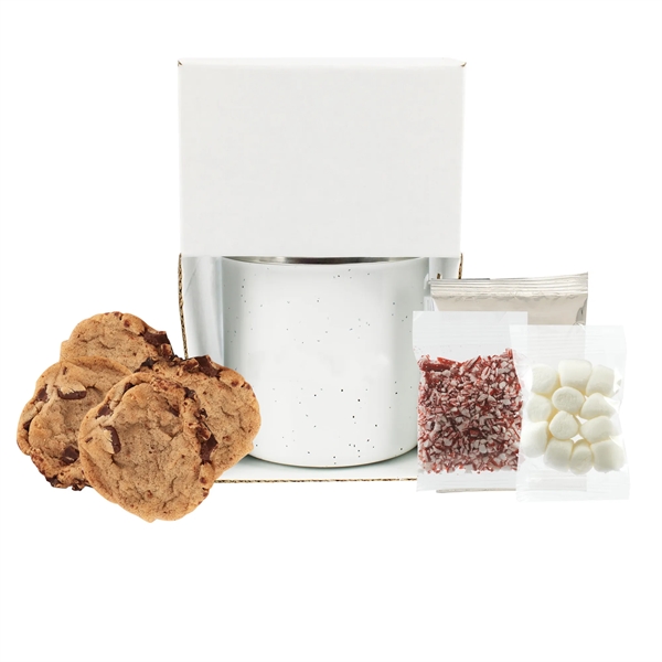 16 oz speckled camping mug with gourmet chocolate chip cookies, hot... from ASI 71685 Midnite Snax® / Promo Revolution