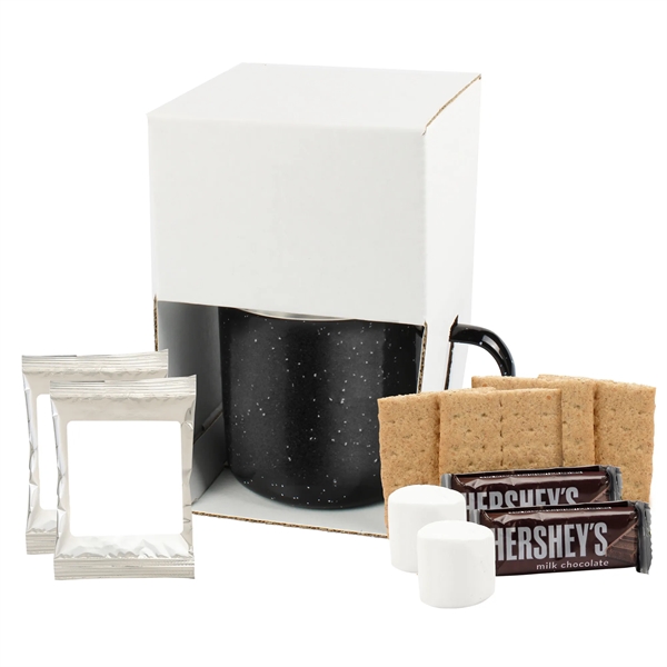 16 oz speckled camping mug with hot chocolate mix and a... from ASI 71685 Midnite Snax® / Promo Revolution