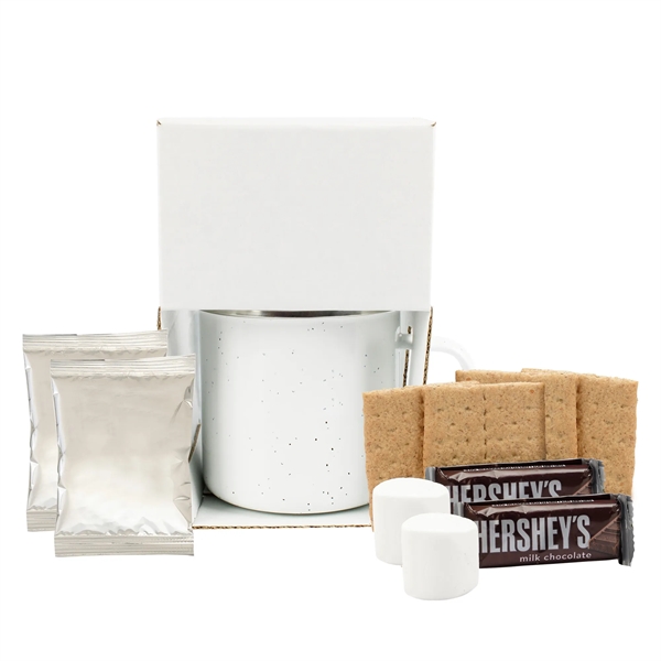 16 oz speckled camping mug with hot chocolate mix and a... from ASI 71685 Midnite Snax® / Promo Revolution