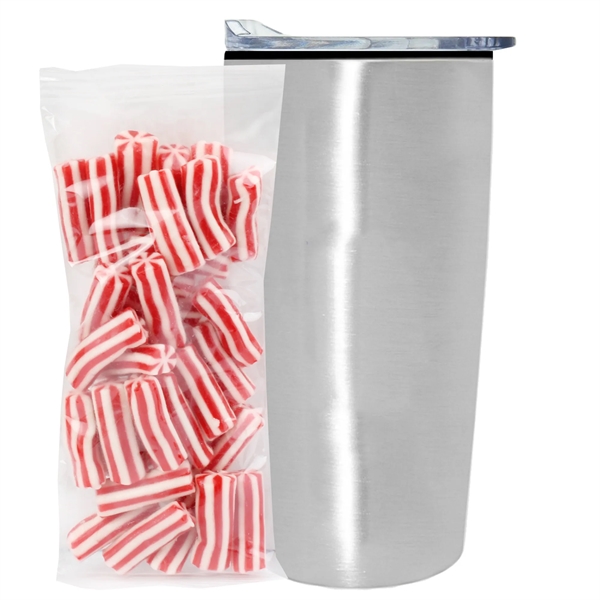 Straight Tumbler w/ Plastic Liner - 20 oz., Strawberry Twists... from ASI 71685 Midnite Snax® / Promo Revolution