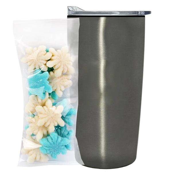 Straight Tumbler w/ Plastic Liner - 20 oz., Gummy Snowflakes... from ASI 71685 Midnite Snax® / Promo Revolution