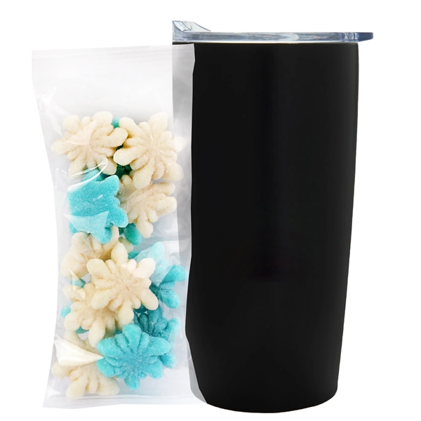 Straight Tumbler w/ Plastic Liner - 20 oz., Gummy Snowflakes... from ASI 71685 Midnite Snax® / Promo Revolution