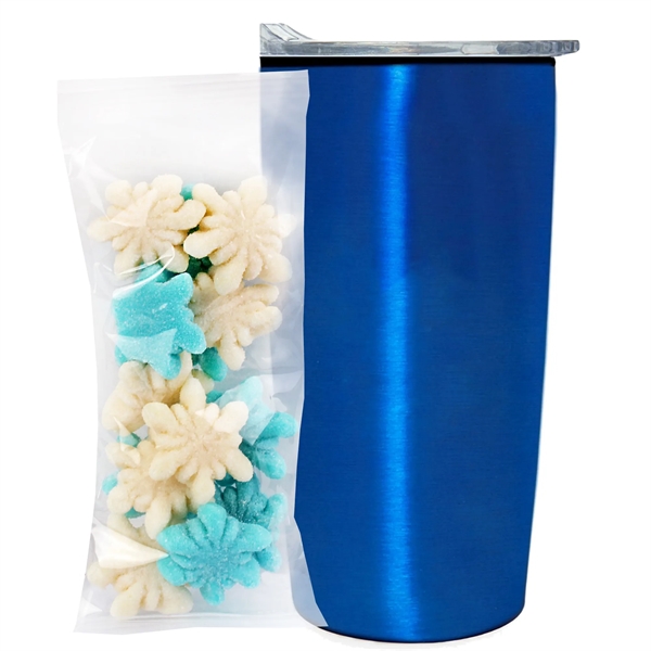 Straight Tumbler w/ Plastic Liner - 20 oz., Gummy Snowflakes... from ASI 71685 Midnite Snax® / Promo Revolution