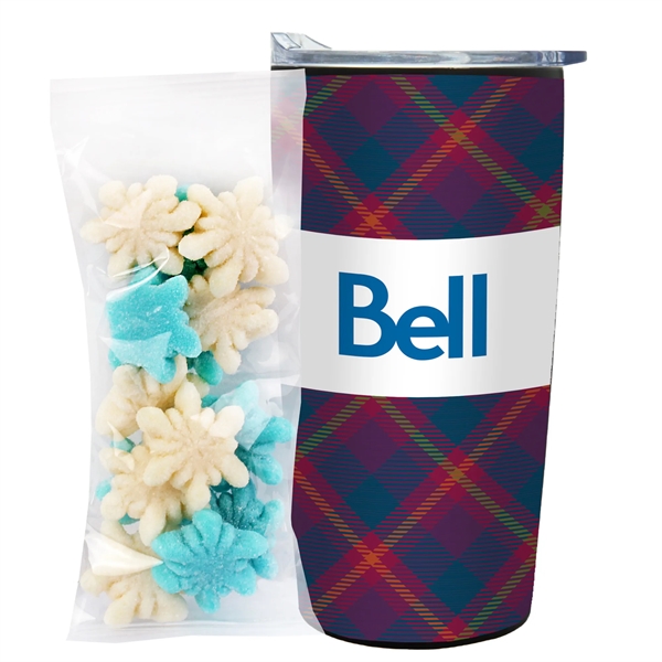 Straight Tumbler w/ Plastic Liner - 20 oz., Gummy Snowflakes... from ASI 71685 Midnite Snax® / Promo Revolution
