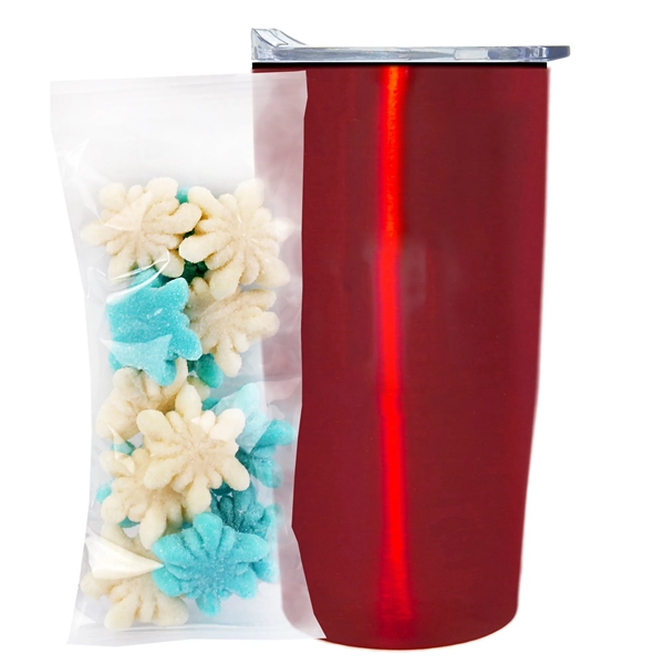 Straight Tumbler w/ Plastic Liner - 20 oz., Gummy Snowflakes... from ASI 71685 Midnite Snax® / Promo Revolution