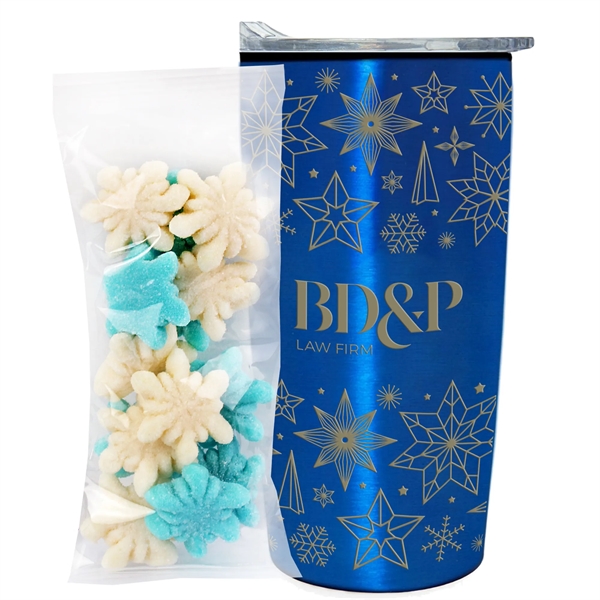 Straight Tumbler w/ Plastic Liner - 20 oz., Gummy Snowflakes... from ASI 71685 Midnite Snax® / Promo Revolution