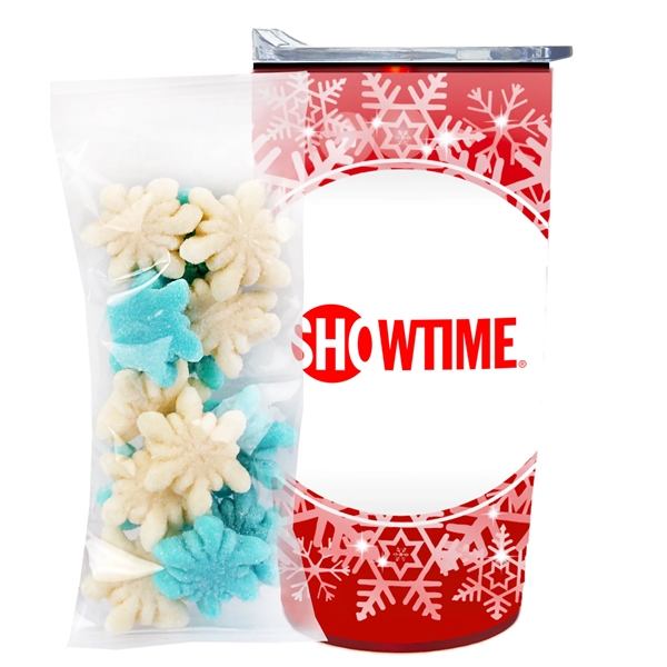 Straight Tumbler w/ Plastic Liner - 20 oz., Gummy Snowflakes... from ASI 71685 Midnite Snax® / Promo Revolution