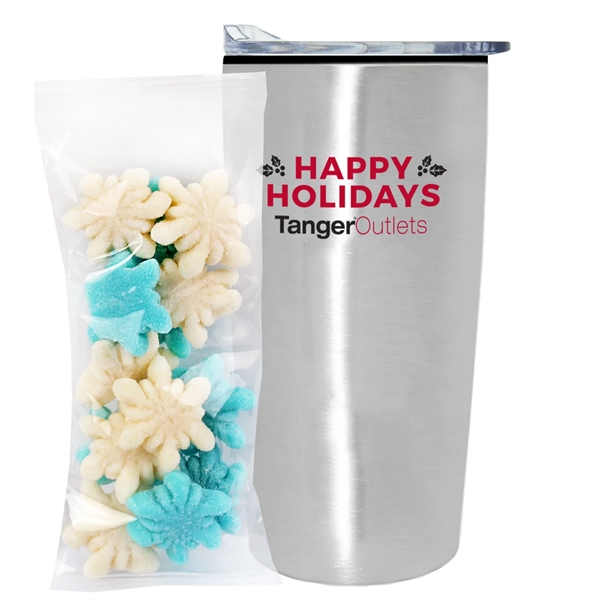 Straight Tumbler w/ Plastic Liner - 20 oz., Gummy Snowflakes... from ASI 71685 Midnite Snax® / Promo Revolution