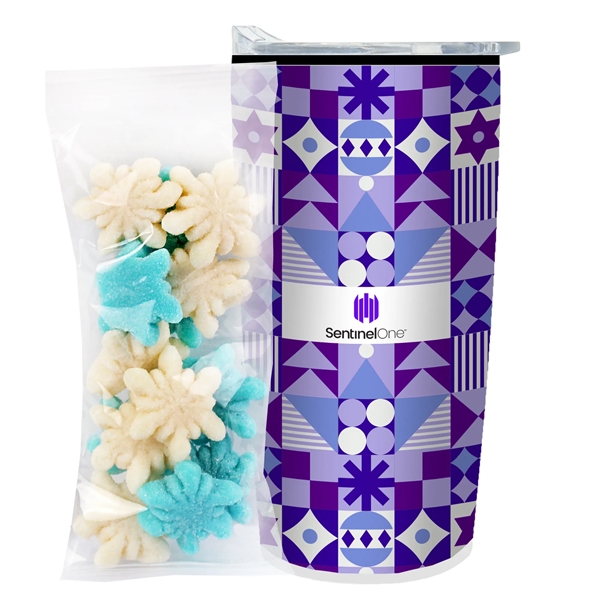 Straight Tumbler w/ Plastic Liner - 20 oz., Gummy Snowflakes... from ASI 71685 Midnite Snax® / Promo Revolution