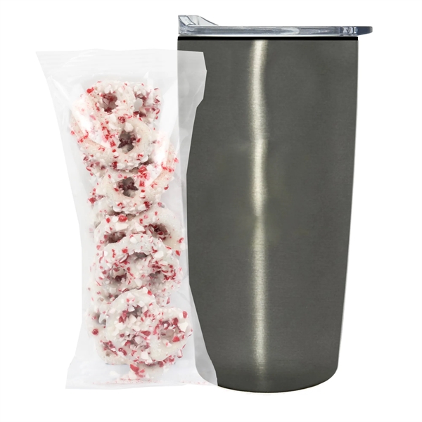Straight Tumbler w/ Plastic Liner - 20 oz., White Chocolate Pretzels... from ASI 71685 Midnite Snax® / Promo Revolution