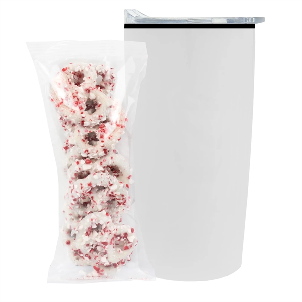 Straight Tumbler w/ Plastic Liner - 20 oz., White Chocolate Pretzels... from ASI 71685 Midnite Snax® / Promo Revolution