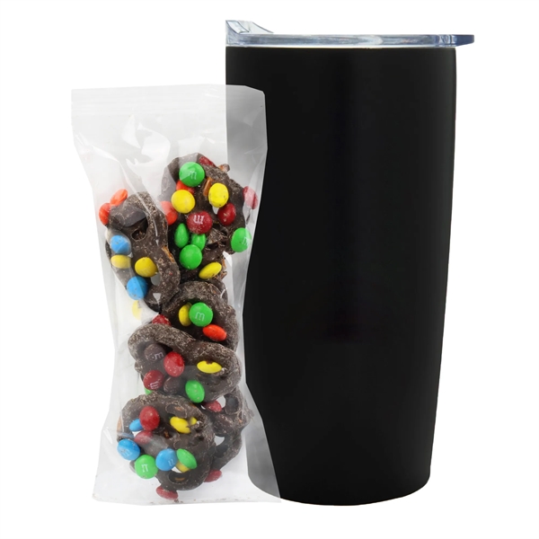 Straight Tumbler w/ Plastic Liner - 20 oz., Milk Chocolate Pretzels... from ASI 71685 Midnite Snax® / Promo Revolution