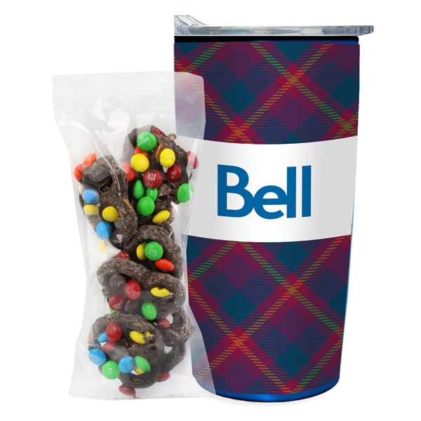 Straight Tumbler w/ Plastic Liner - 20 oz., Milk Chocolate Pretzels... from ASI 71685 Midnite Snax® / Promo Revolution