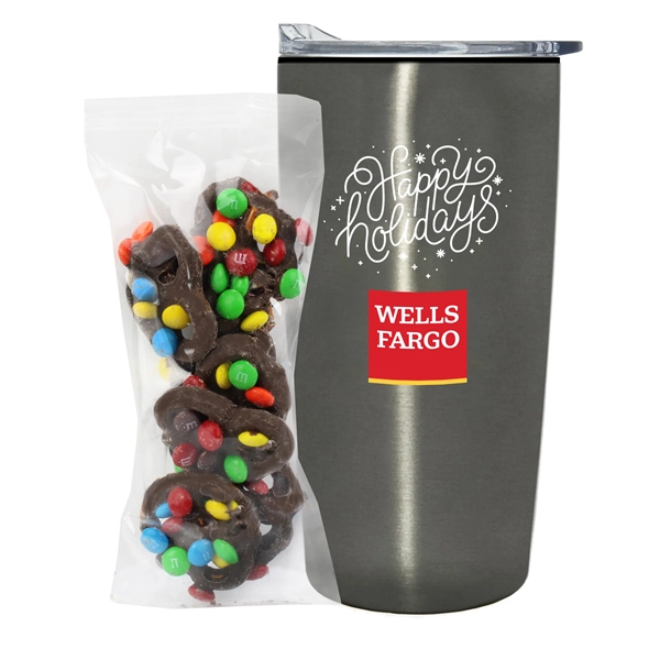 Straight Tumbler w/ Plastic Liner - 20 oz., Milk Chocolate Pretzels... from ASI 71685 Midnite Snax® / Promo Revolution