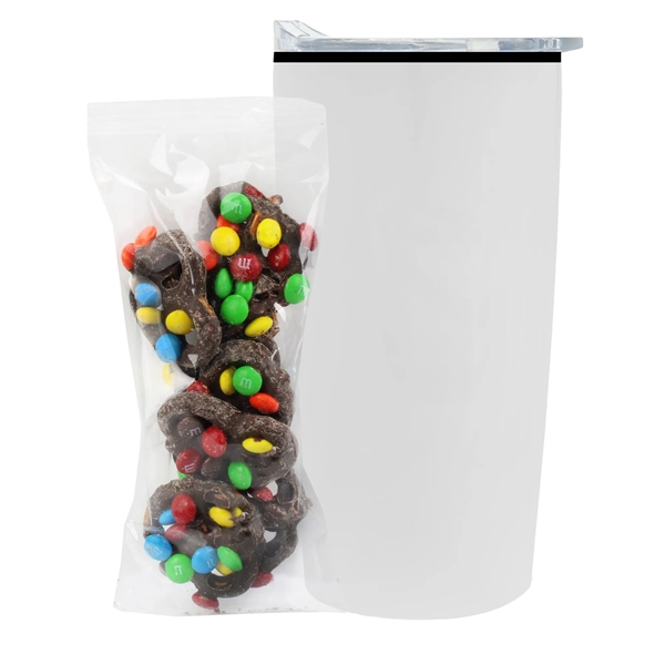 Straight Tumbler w/ Plastic Liner - 20 oz., Milk Chocolate Pretzels... from ASI 71685 Midnite Snax® / Promo Revolution
