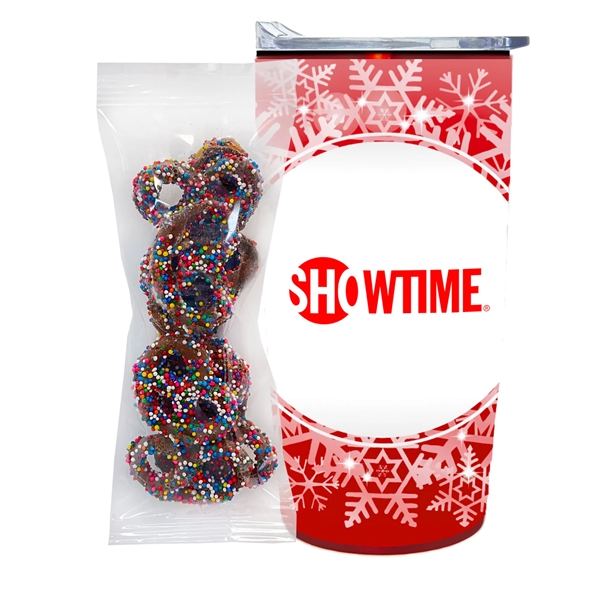 Straight Tumbler w/ Plastic Liner - 20 oz., Milk Chocolate Pretzels... from ASI 71685 Midnite Snax® / Promo Revolution