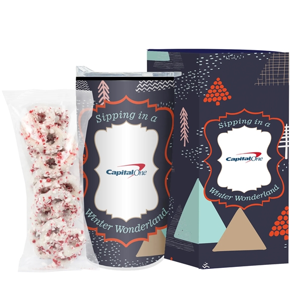 Straight Tumbler w/ Plastic Liner - 20 oz., White Chocolate Pretzels... from ASI 71685 Midnite Snax® / Promo Revolution