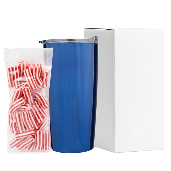 20 oz straight tumbler filled with Strawberry Twists (4.2 oz).... from ASI 71685 Midnite Snax® / Promo Revolution