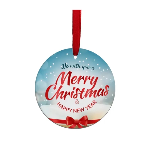 Round Aluminum Double Sided Christmas Ornament plus full color imprint on both... from ASI 37218 Athena Promo (tm)