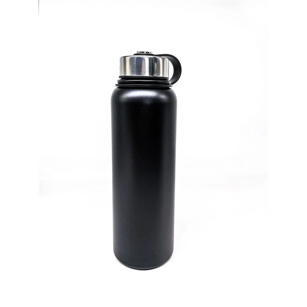 A 40-ounce, double-walled, vacuum-insulated stainless steel water bottle with leak-resistant lid... from ASI 64845 Kin Image Inc / Himmers International Inc. DBA Kin Image Inc