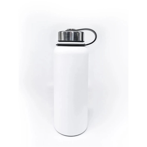 A 40-ounce, double-walled, vacuum-insulated stainless steel water bottle with leak-resistant lid... from ASI 64845 Kin Image Inc / Himmers International Inc. DBA Kin Image Inc