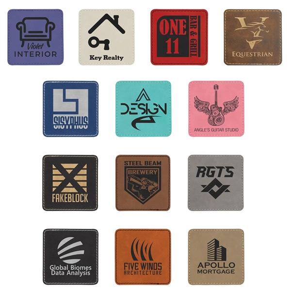 3" x 3" x 1/16" rectangular PU leatherette garment patch.... from ASI 74601 Calico